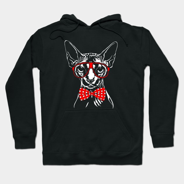 Canadian Sphynx cat with glasses Hoodie by wilsigns